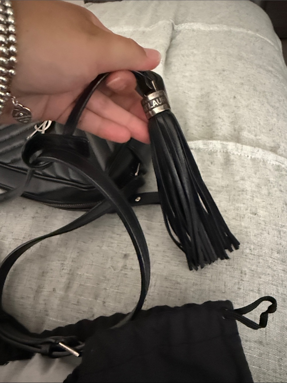 Saint Laurent Black Quilted Chevron Leather Camera Bag with YSL Logo - Picture 7 of 10